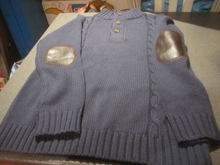 Pullover ca. Grösse 152, dunkelblau, Leder