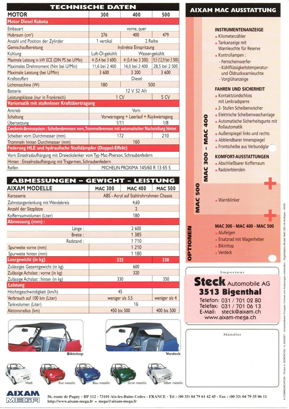 Aixam Automobili: Aixam Les Cabriolets - Original Prospekt – Nuovo (secondo la descrizione) da Malans GR venduto da Chueche427 1