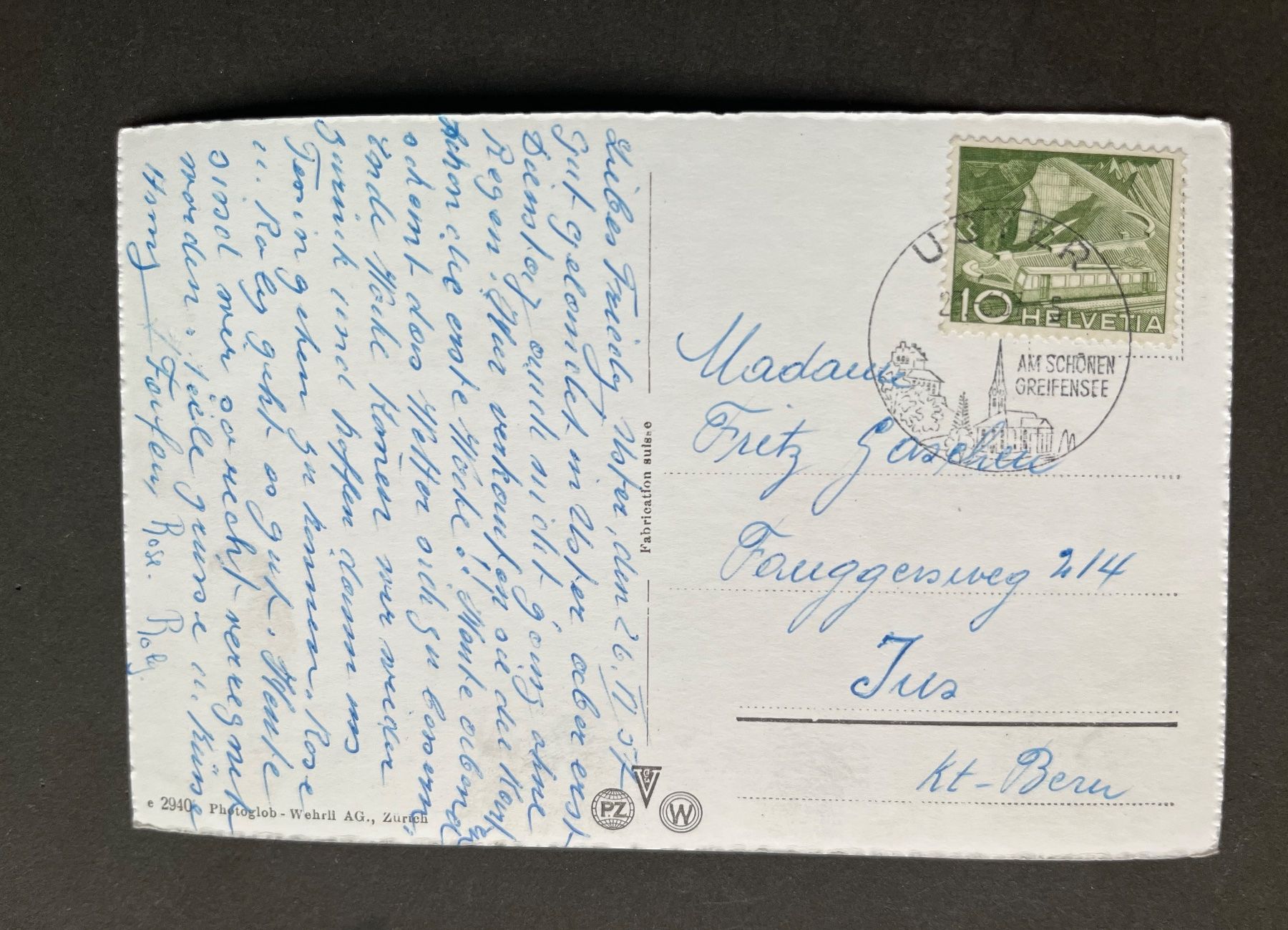 Ansichtskarten: Uster ZH/ Ortsansicht ca, 1950 – Gebraucht aus Ostermundigen von DaxKarten-75 1