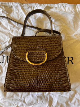 Little Liffner Little Lady Lizard-print Leather Bag | Bronze