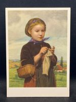Ansichtskarten-Motiv: Strickendes Bernermädchen 1875/A.Anker