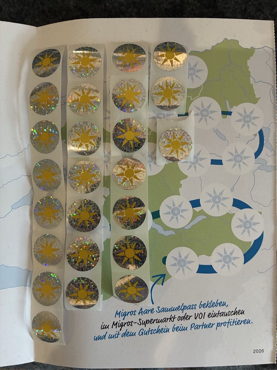 Migros Timbres & points: Migros Aare Sticker Sammlung 25 Stk. – Neuf (Voir description) à Bergdietikon par parfume 1