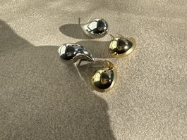 2er SetOhrstecker Tropfenform Silber und Goldfarben Damen