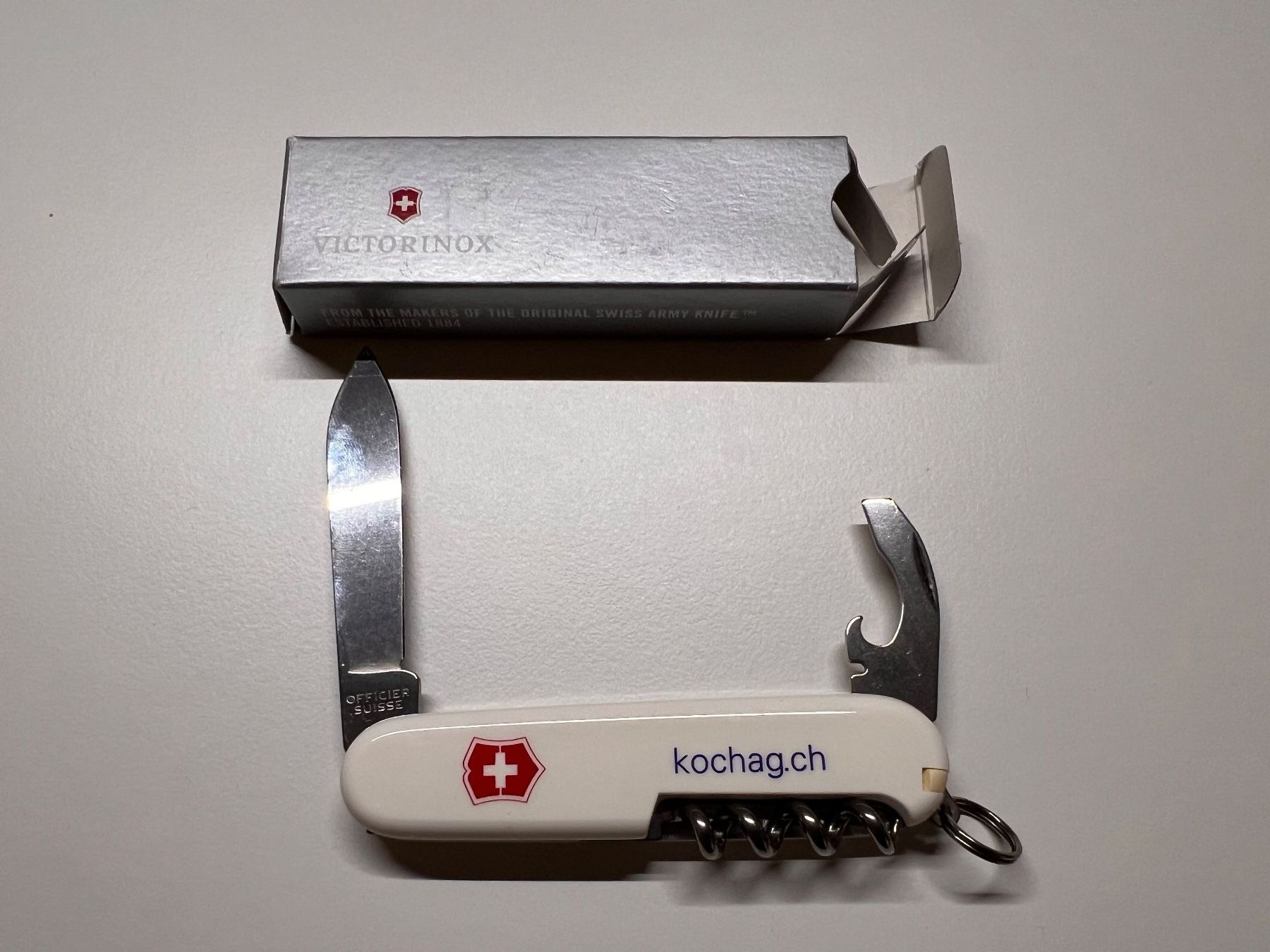 Victorinox Coltelli tascabile: Victorinox Taschenmesser mit Werbung – Nuovo e nell'imballaggio originale da Oberarth venduto da Denali74