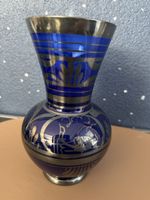 Kleine Vase Kobaltblau mit Silberdekor 21cm guter Zustand