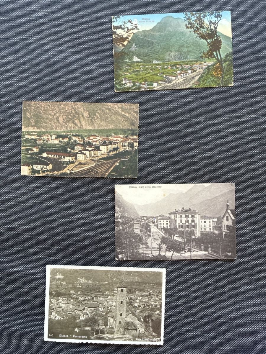 Cartoline postali: 4 Ansichtskarten Schweiz von Biasca TI – Usato da Oftringen venduto da Cla.vD.74