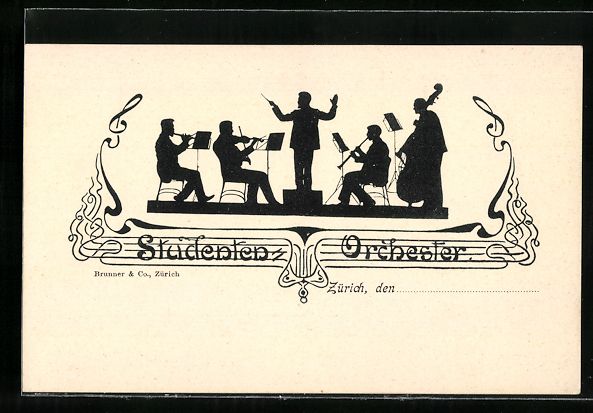 Ansichtskarten: Zürich, Studenten-Orchester, Schattenbi – Gebraucht aus Berlin von bartko-reher