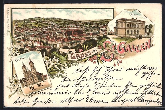 Cartoline postali: Litho St. Gallen, Museum, Kathedrale und – Usato da Berlin venduto da bartko-reher