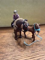 Schleich Pony mit Reiterin und Fohlen
