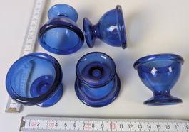 5 x Eierbecher Kobalt Blau Glas Vintage France 🥚🇫🇷 Top!