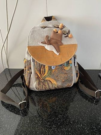 Rucksack Katze 3D Applikation Stoff Mix Grösse Small