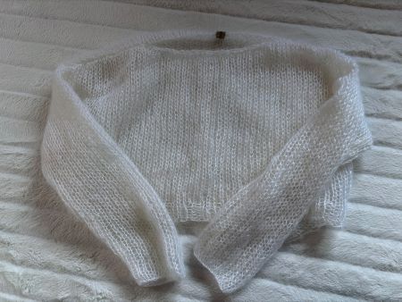 Pullover Mohair Seide weiß Braut Pulli weich leicht warm neu