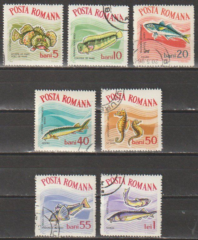 Tutti i francobolli: Timbres Roumanie Faune Marine 1967 – Usato da Crans-Montana venduto da kira56