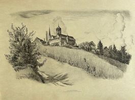 ✏️ Schloss Herdern: Original Lithographie E. E. Schlatter ❗