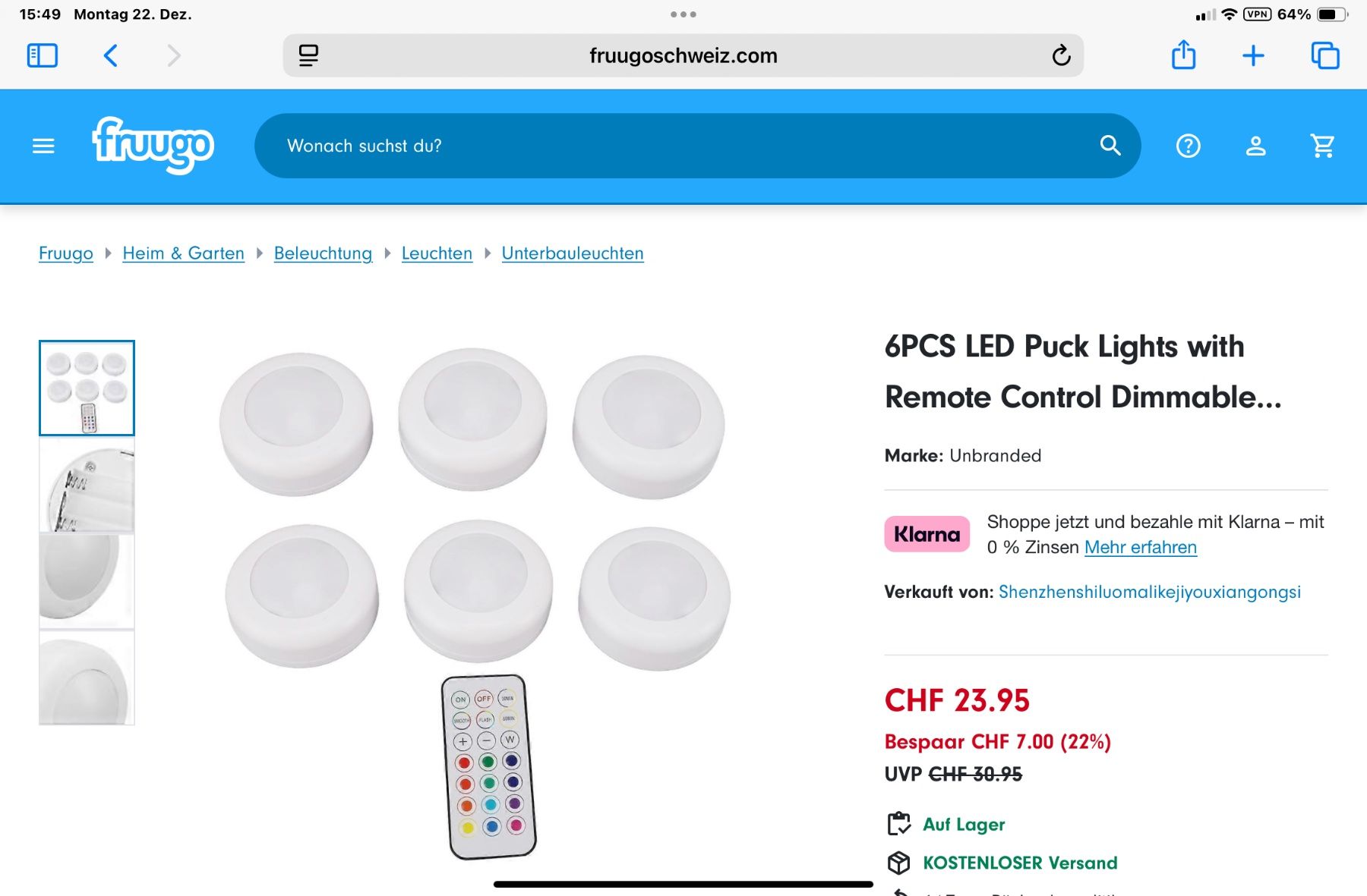 Lampade: 6 LED Puck Lights für Schränke oder Bilder – Nuovo (secondo la descrizione) da Cormondrèche venduto da fra_gn5t 8