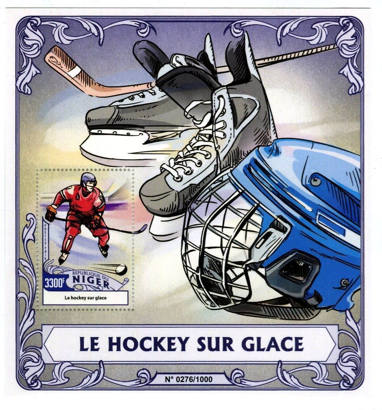 Tutti i francobolli: Block "Eishockey". Niger. – Nuovo e nell'imballaggio originale da Basel venduto da Butsch5