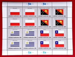 UNO NEW YORK FLAGGEN POLEN CHILE URUGUAY PAPUA BOGEN 1984**