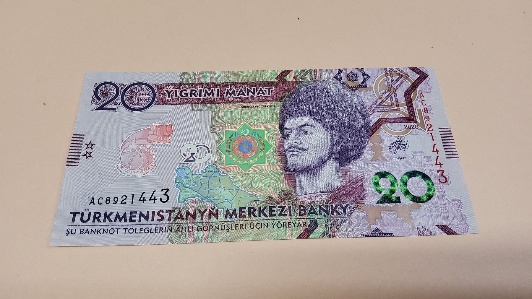 Banconote: 20 Manat Turkmenistan Banknote 2020 UNC – Nuovo e nell'imballaggio originale da Herisau venduto da Nluanalucas