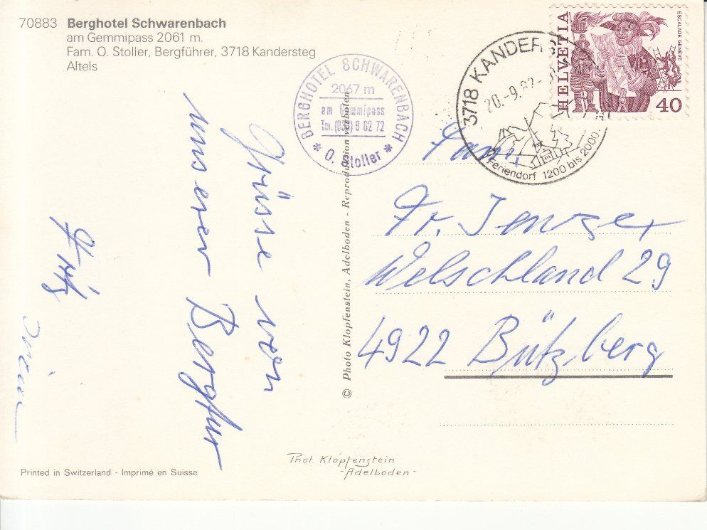 Cartoline postali: Schwarenbach 1982 – Usato da Bürglen TG venduto da StampGraf 1