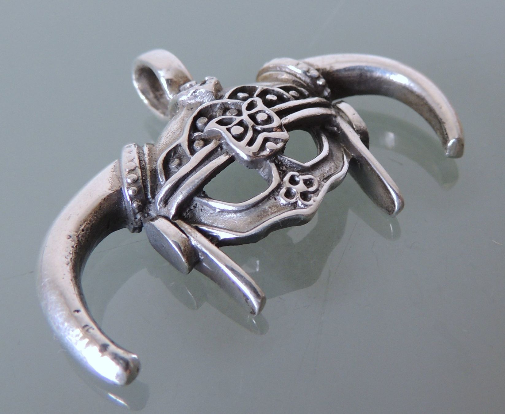 Ciondoli: Silber 925 Anhänger 46 mm Wikinger Hörnerhelm – Nuovo (secondo la descrizione) da Waldenburg venduto da schaller707 5