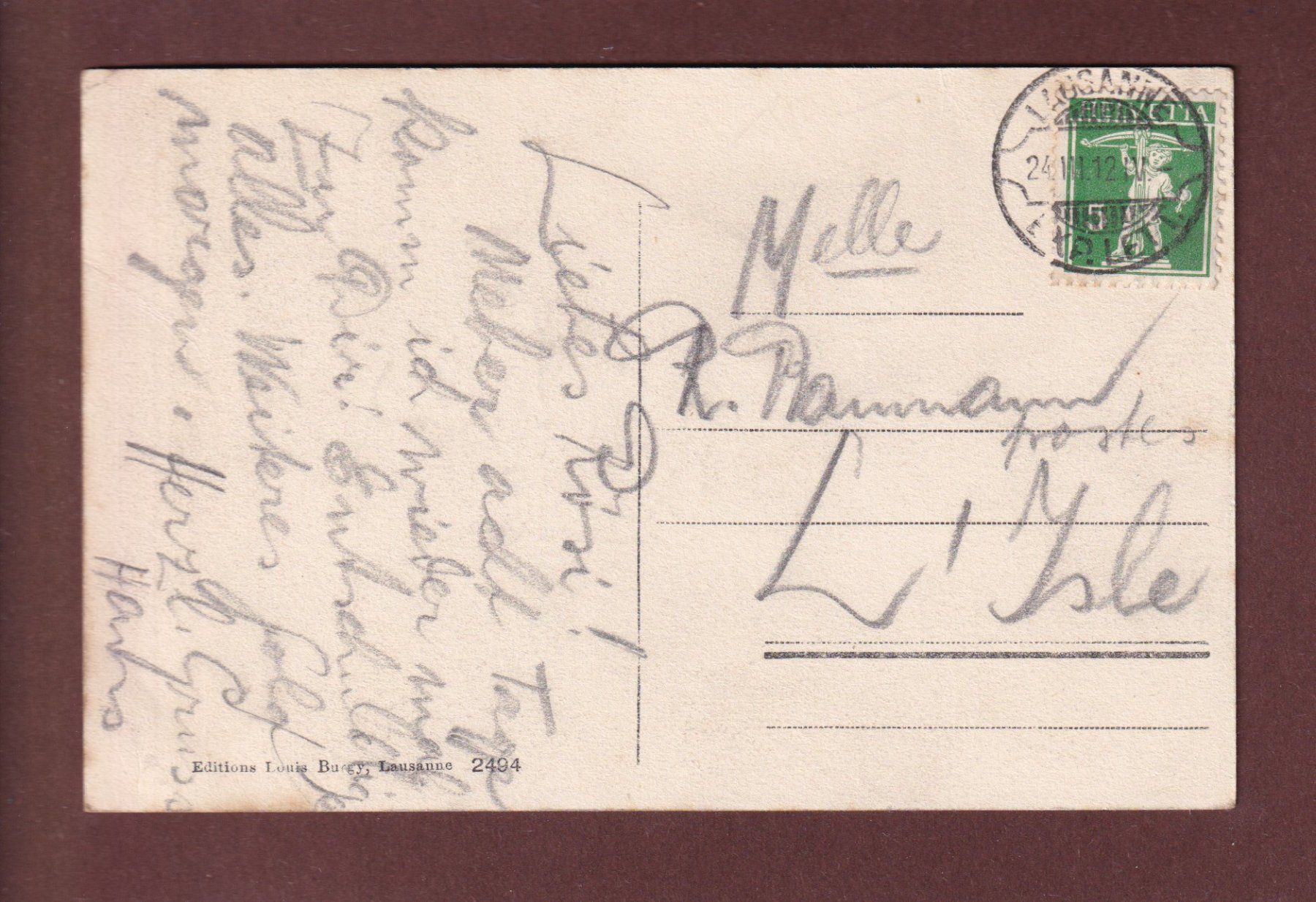 Cartes postales: LAUSANNE - Quartier St. Paul - 1912 – D'occasion à Pully par nicecards 1