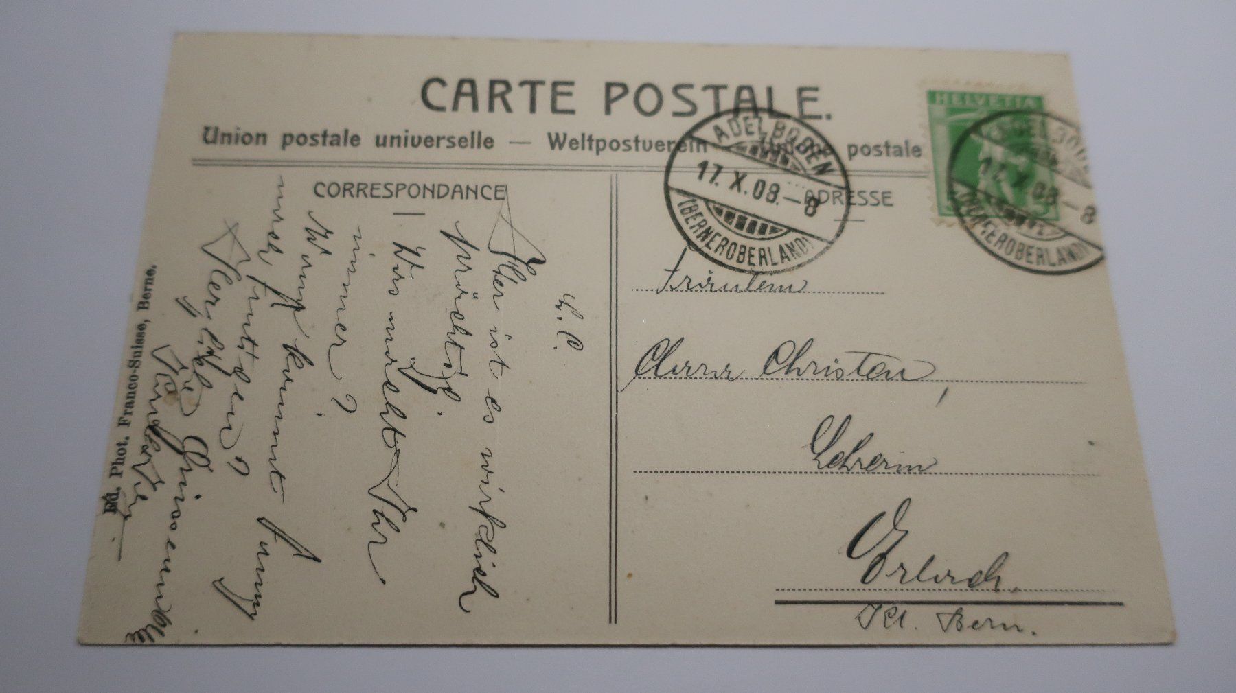 Cartoline postali: Grand Hôtel Adelboden N° 4606  1908 – Usato da Cormoret venduto da Pascalll2001 3