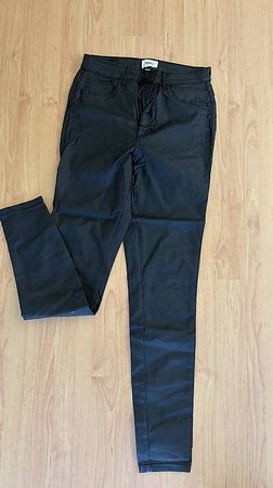 Jeans Lederoptik Schwarz Strech