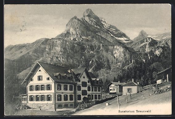 Cartoline postali: AK Braunwald, Blick auf das Sanatorium – Usato da Berlin venduto da bartko-reher
