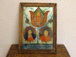Hinterglasbild / Christnacht Krippe Ikone Tulpe