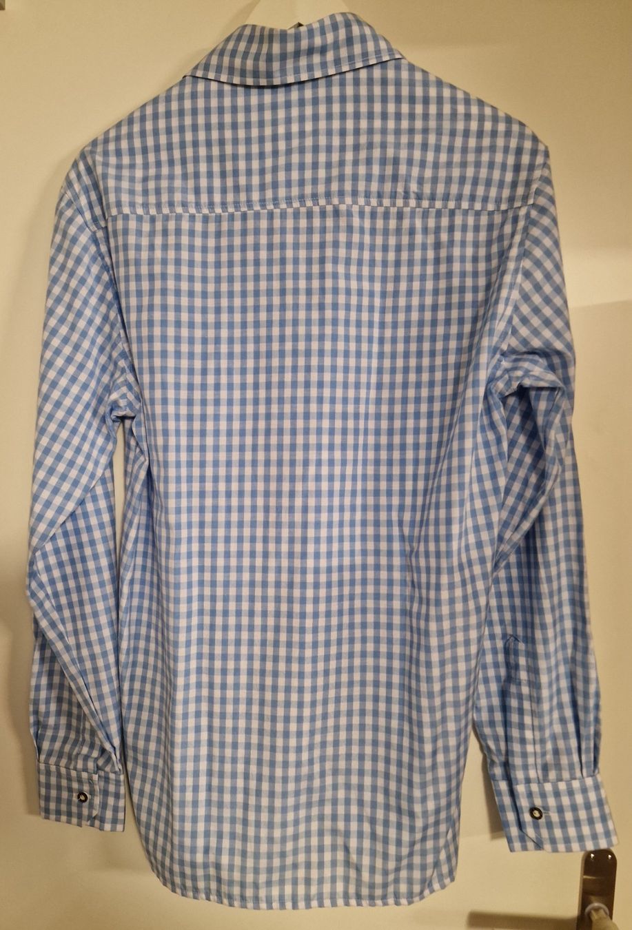 Costumi: Trachtenhemd blau weiss Gr. 48 Neu – Nuovo e nell'imballaggio originale da Oberuzwil venduto da aseinkaufswelt 1