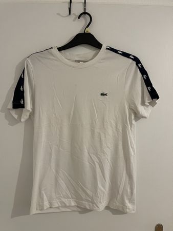 Lacoste T-Shirt, Grösse M, Weiss mit Streifen - Top Zustand!