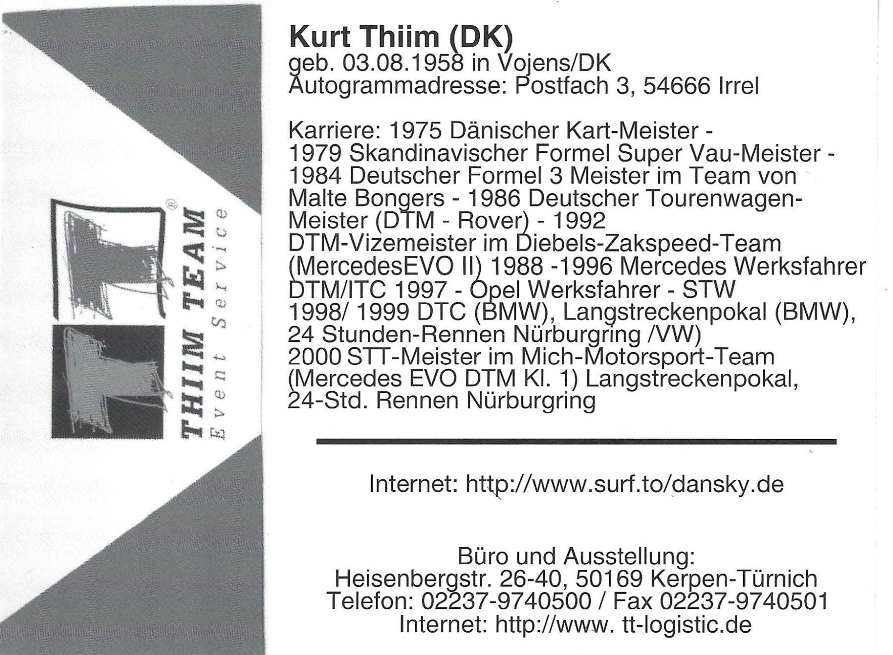 Cartoline: Autogrammkarte; Kurt Thiim – Usato da Aarburg venduto da Hktm 1