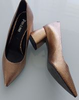 Elegante Pollini Pumps Gr. 40, Bronzefarben mit Blockabsatz