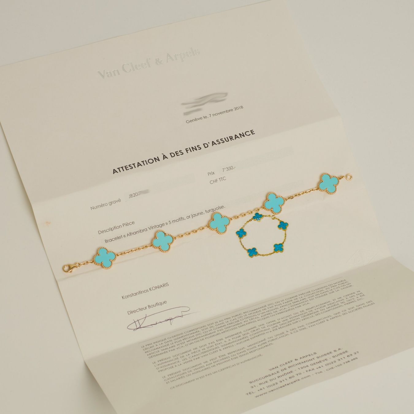 Van Cleef Bracciali & Braccialetti: Authentique Bracelet VAN CLEEF ARPELS Alhambra turquoise – Nuovo (secondo la descrizione) da Carouge GE venduto da TLD 7