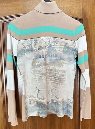 Marc Cain Rollkragenpullover mit Motiv Grösse 38 beige