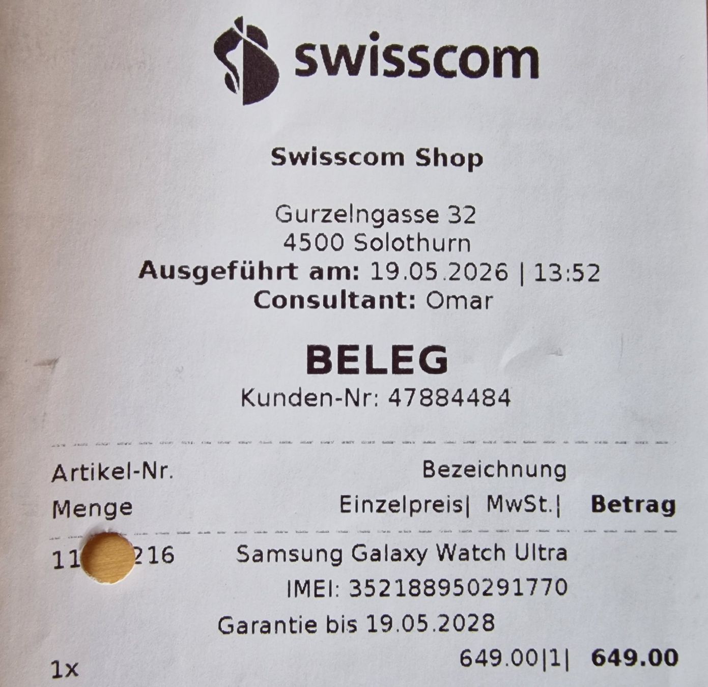 Samsung Smartwatch: Samsung Galaxy Watch Ultra – Usato da Rumisberg venduto da Eisenbart99 1
