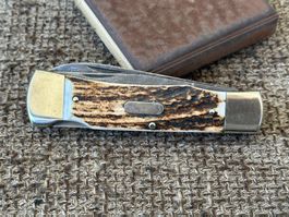 Altes Jagdmesser HF Hirschhorn-Damast 1970er TOP RAR