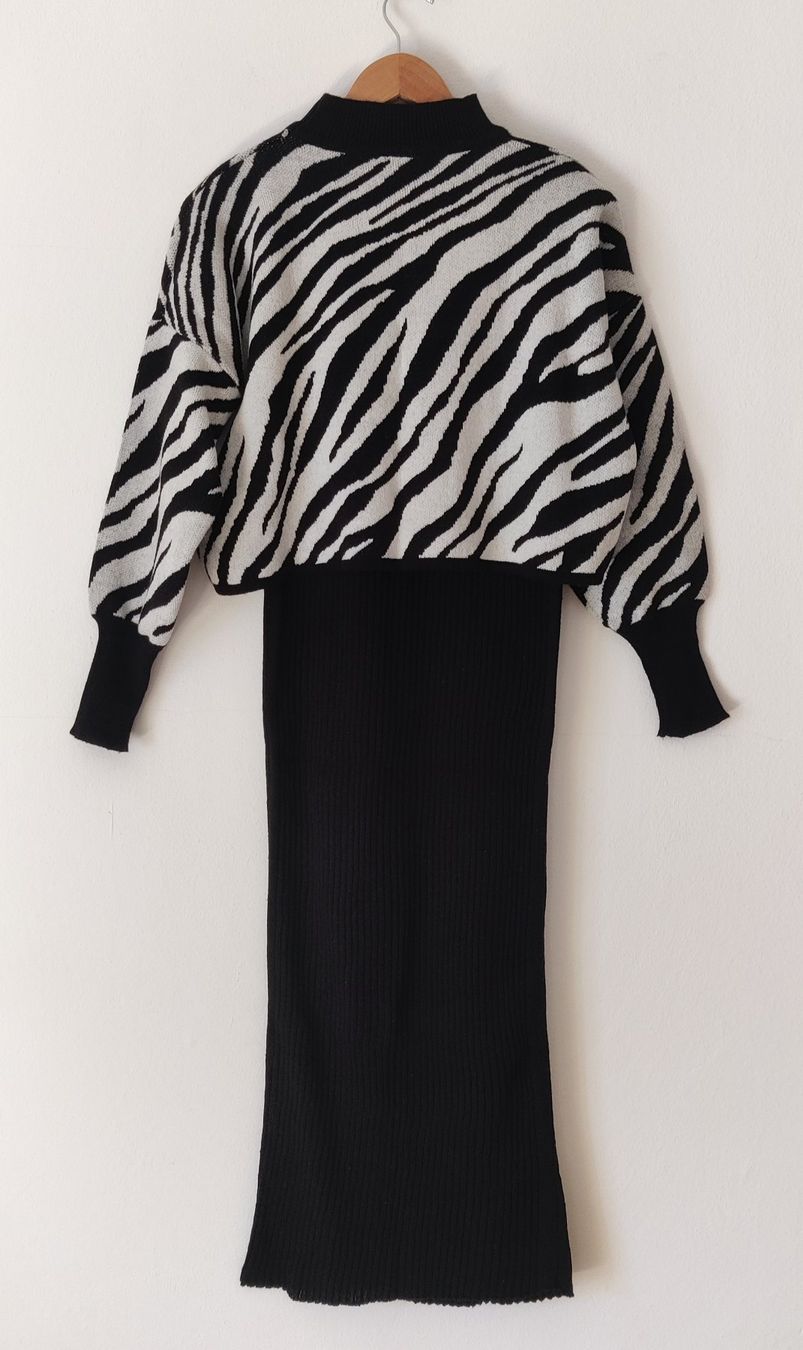 Vestiti: Maxi Strick-Kleid mit Pullover Pulli Zweiteiler Zebra Gr.S – Usato da Winterthur venduto da Lotusherz 3