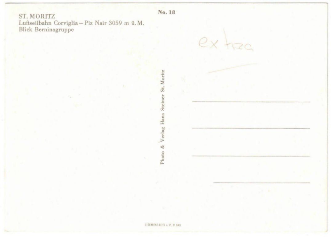 Cartoline postali: St. Moritz - Luftseilbahn Corviglia--Piz Nair – Usato da Binningen venduto da Mountainrider 1