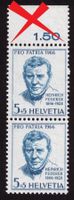 1966 Pro Patria B128_Abart "SPITZER KORREKTURZAHN" im Rand !