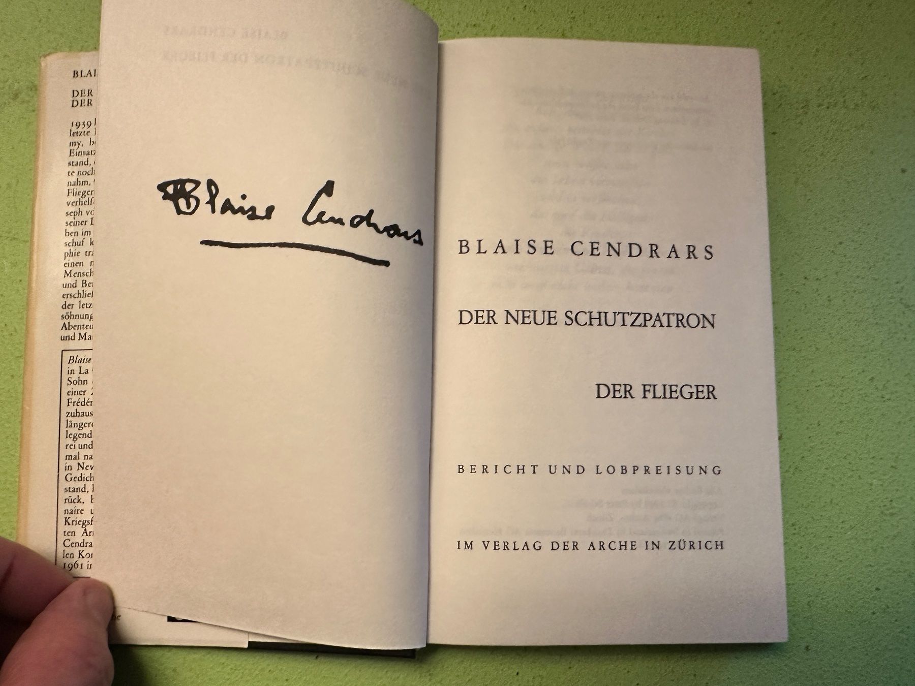 Libri: Blaise Cendrars: Der neue Schutzpatron der Flieger. – Usato da Zürich venduto da allp 2