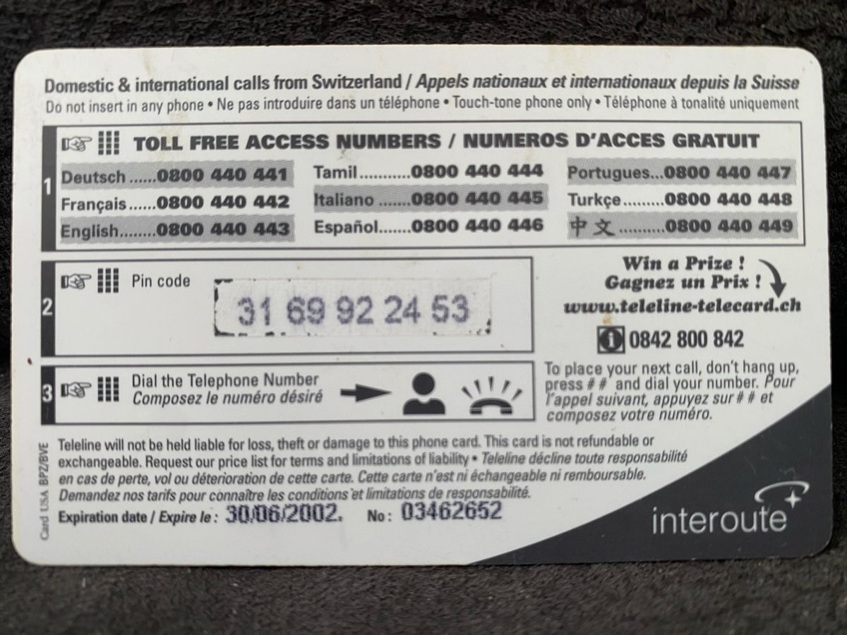 Cartes de téléphone: Teleline – D'occasion à Lausanne par babacard10 1
