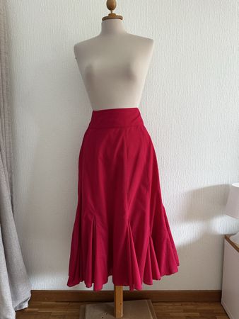 Jupe à volant évasé longue rose taille 44 coton 