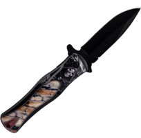 Klappmesser mit Tod bunt mit schwarzer Stahlklinge