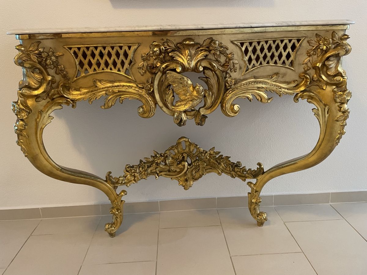 Console: Konsolentisch, Neobarock, restauriert, Echtes Gold, 1880 – Usato da Lindau venduto da Gybsi0