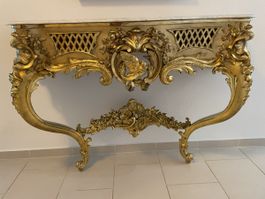 Konsolentisch, Neobarock, restauriert, Echtes Gold, 1880