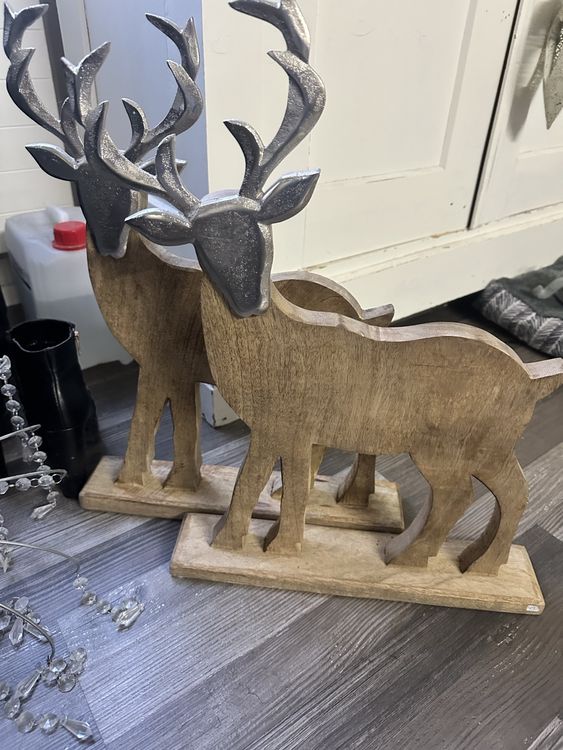 2er Set Hirsche Aus Keramik - Deko-Rehe Für Weihnachten Und Winter