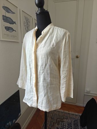 Max Mara puro lino linen long sleeve beige blouse 40