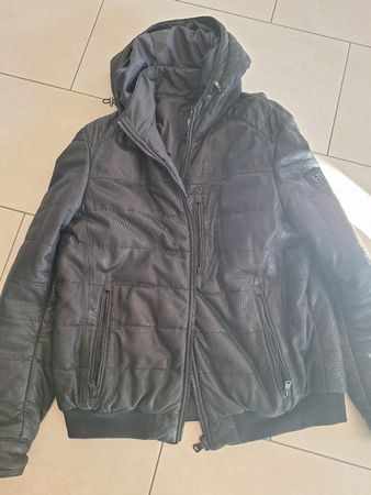 Herren Lederjacke Q-21 schwarz, Kapuze Gr. 56 wenig getragen