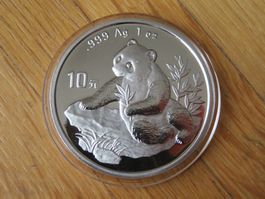 China 10 Yuan Panda Münze 1998 / 1 Unze Silber selten